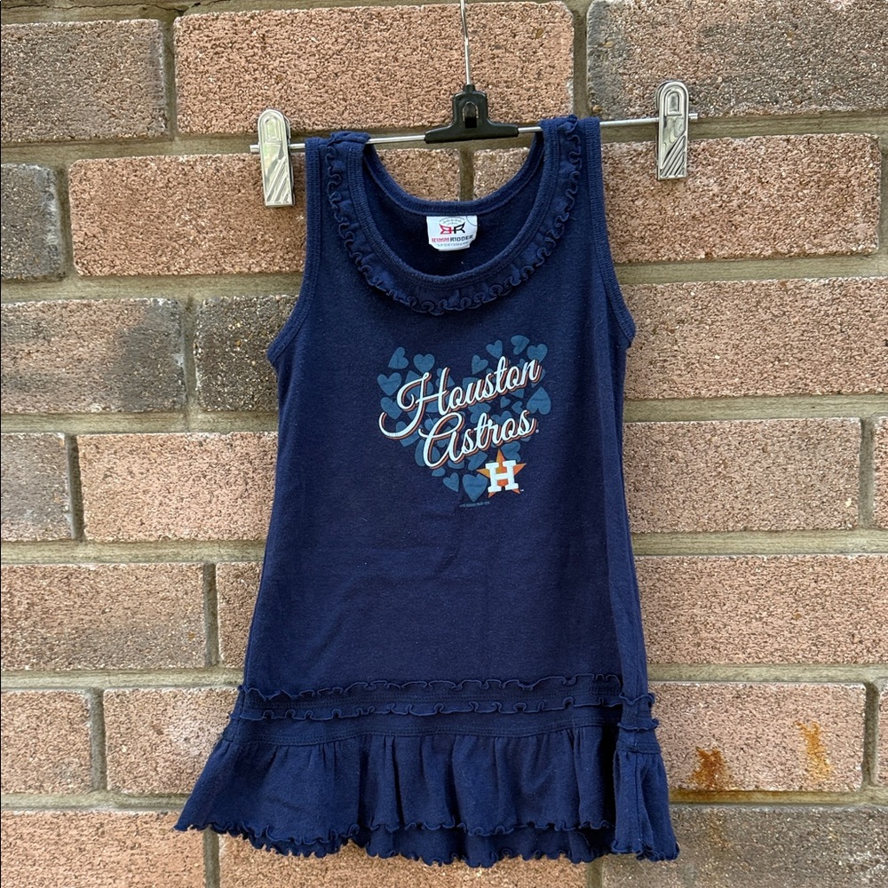 Houston Astros Ruffle Trim Girl's Blue dress Size 4